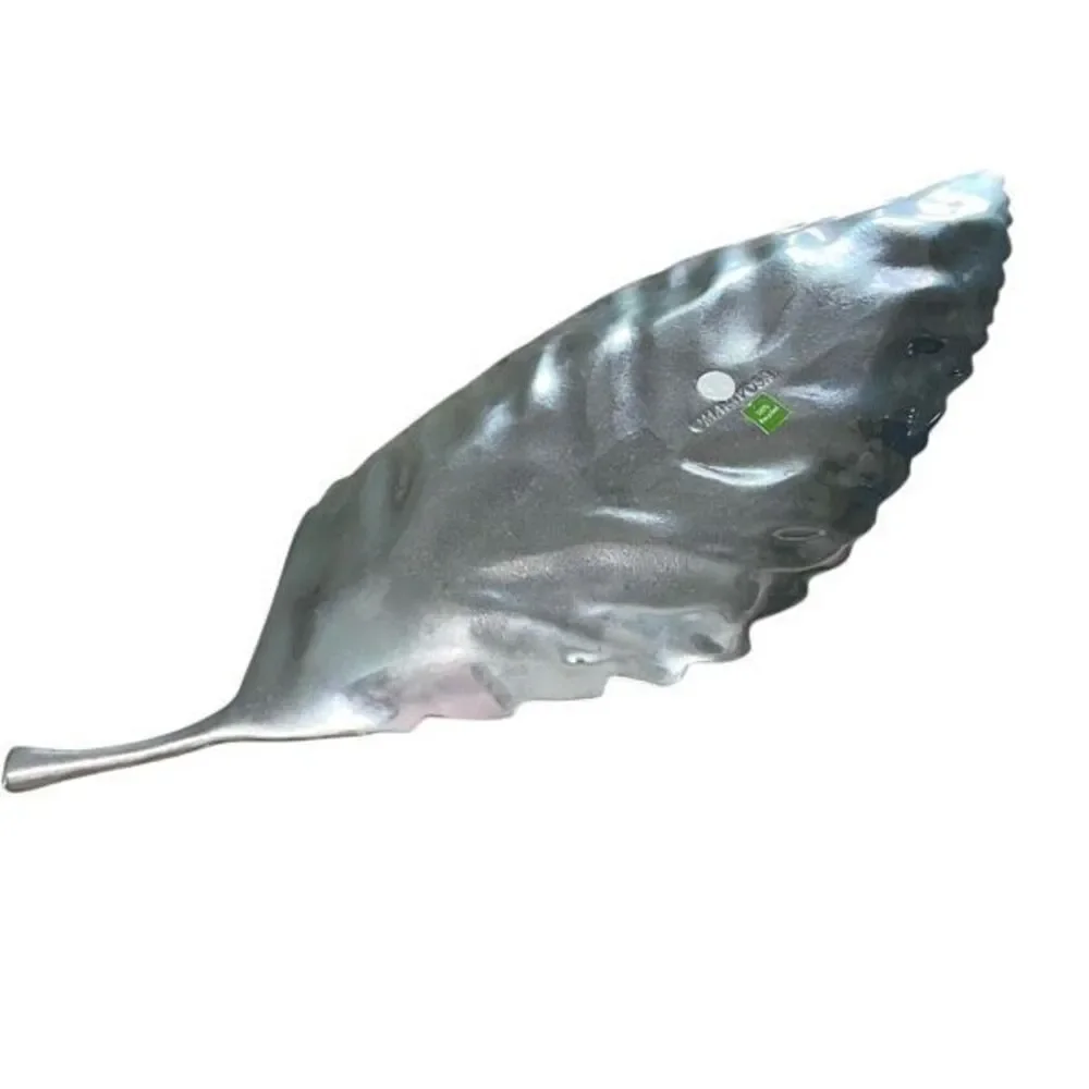 Mariposa Soft Silver Large Leaf Server Tray Plate 100%‎ Recycled Aluminum